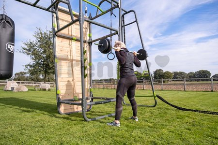 Multifunkčné fitness centrum GetSet Powerstation PS620 Exit Toys s boxovacím vrecom bradlami lavičkou gymnastickými kruhmi s lanom a lezeckou stenou