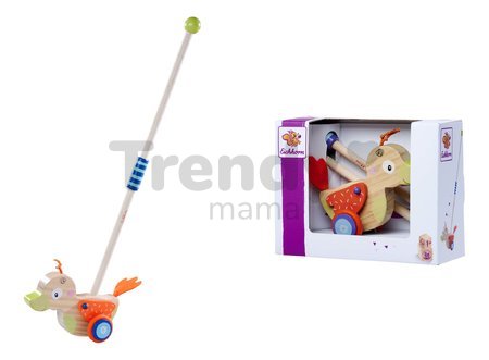 Drevené autíčko kačička Duck Push Vehicle Eichhorn s vodiacou rúčkou dĺžka 45 cm od 12 mes