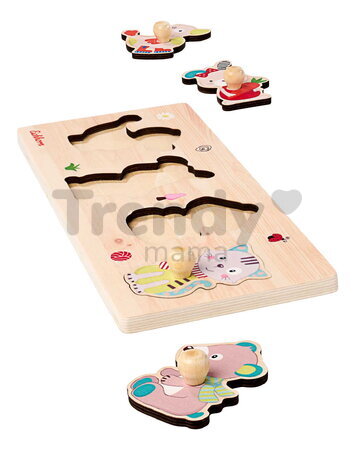 Drevené vkladacie puzzle Zvieratká Friends Eichhorn 4 dieliky so základňou od 12 mes