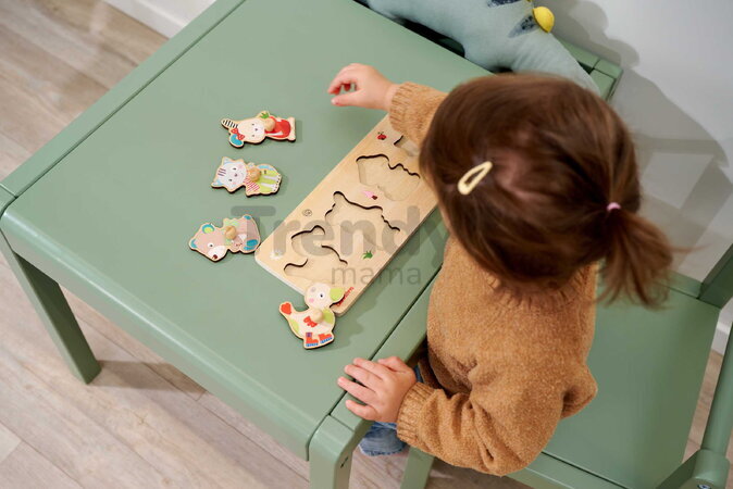 Drevené vkladacie puzzle Zvieratká Friends Eichhorn 4 dieliky so základňou od 12 mes