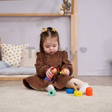 Drevená skladačka so skrutkovaním Zvieratká Screw Animals Friends Eichhorn 9 dielikov so psíkom myškou a kačičkou od 24 mes