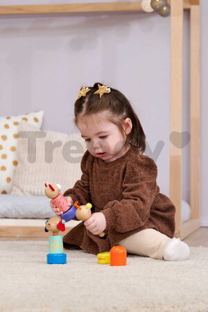 Drevená skladačka so skrutkovaním Zvieratká Screw Animals Friends Eichhorn 9 dielikov so psíkom myškou a kačičkou od 24 mes