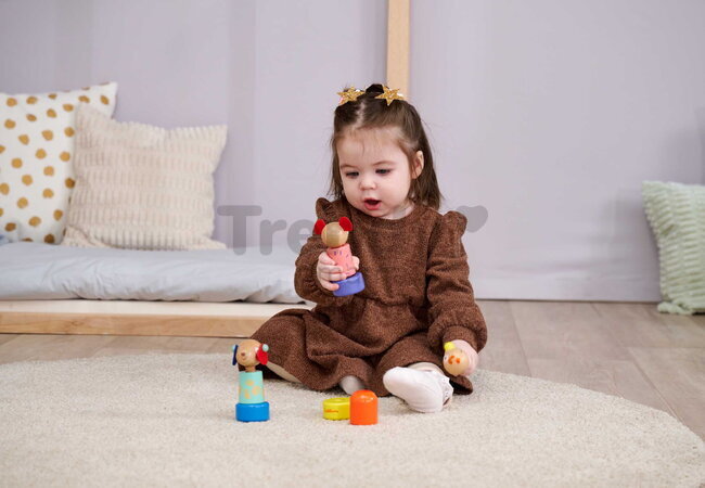 Drevená skladačka so skrutkovaním Zvieratká Screw Animals Friends Eichhorn 9 dielikov so psíkom myškou a kačičkou od 24 mes