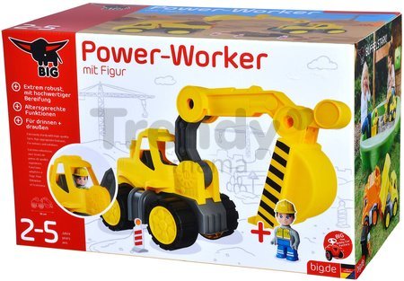 Bager Power Worker Digger + Figurine BIG pracovný stroj 67 cm s gumenými kolesami od 2 rokov