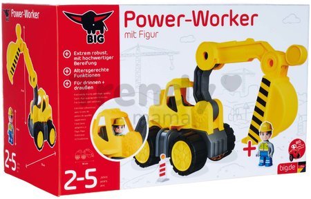 Bager Power Worker Digger + Figurine BIG pracovný stroj 67 cm s gumenými kolesami od 2 rokov