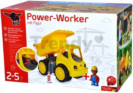 Nákladné auto Power Worker Dumper + Figurine BIG pracovný stroj 33 cm s gumenými kolesami od 2 rokov