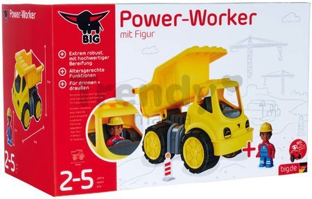 Nákladné auto Power Worker Dumper + Figurine BIG pracovný stroj 33 cm s gumenými kolesami od 2 rokov