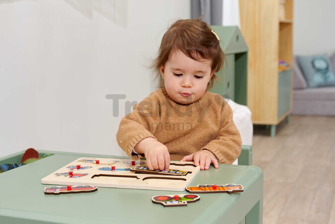 Drevené vkladacie puzzle Vozidlá Vehicles Eichhorn 9 dielikov so základňou od 12 mes