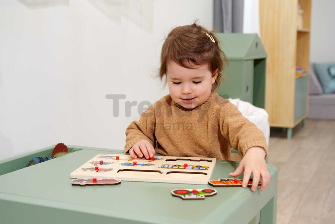 Drevené vkladacie puzzle Vozidlá Vehicles Eichhorn 9 dielikov so základňou od 12 mes