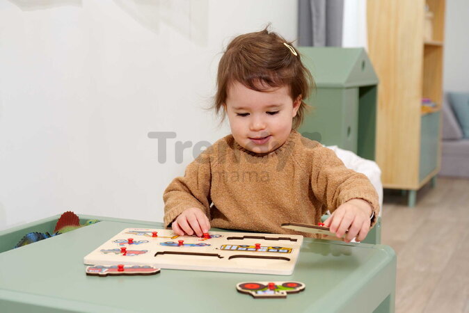 Drevené vkladacie puzzle Vozidlá Vehicles Eichhorn 9 dielikov so základňou od 12 mes