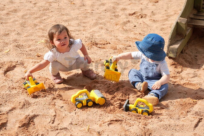 Cestný valec s rukoväťou Power Worker Griffy Bulldozer BIG pracovný stroj 25 cm s gumenými kolesami od 12 mes BIG54852