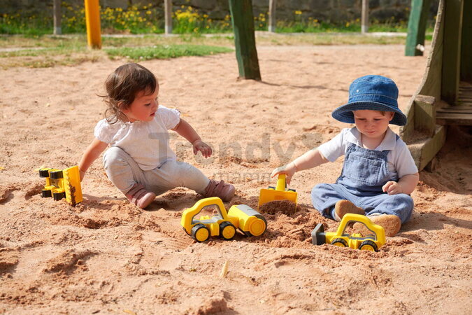 Cestný valec s rukoväťou Power Worker Griffy Bulldozer BIG pracovný stroj 25 cm s gumenými kolesami od 12 mes BIG54852