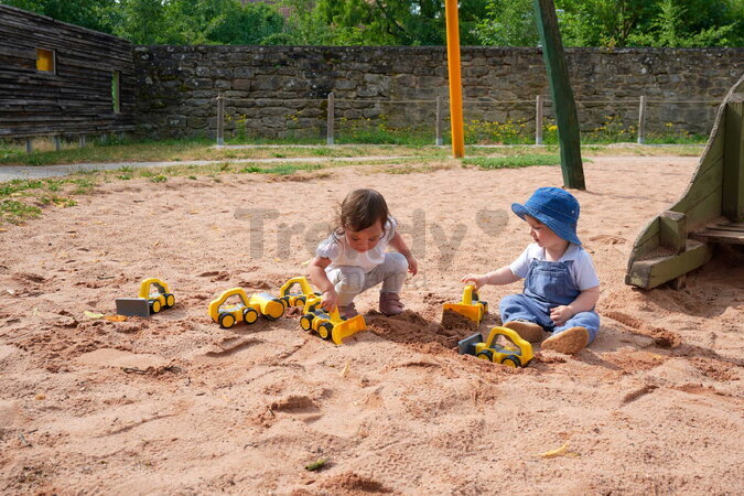 Cestný valec s rukoväťou Power Worker Griffy Bulldozer BIG pracovný stroj 25 cm s gumenými kolesami od 12 mes BIG54852