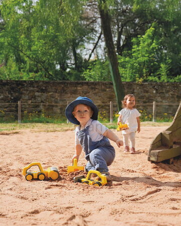 Cestný valec s rukoväťou Power Worker Griffy Bulldozer BIG pracovný stroj 25 cm s gumenými kolesami od 12 mes BIG54852