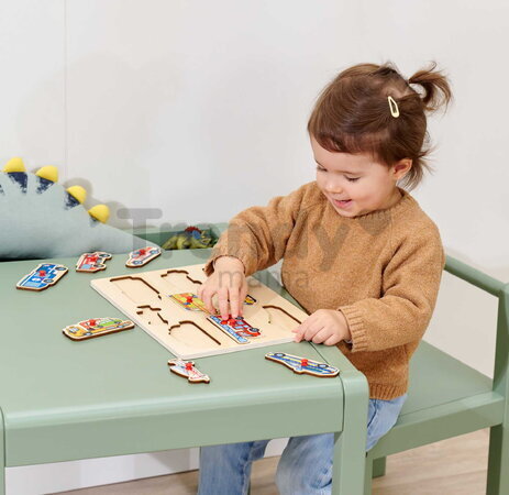 Drevené vkladacie puzzle Záchranné vozidlá Emergency Vehicles Eichhorn 9 dielikov so základňou od 12 mes