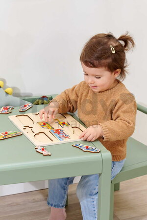 Drevené vkladacie puzzle Záchranné vozidlá Emergency Vehicles Eichhorn 9 dielikov so základňou od 12 mes