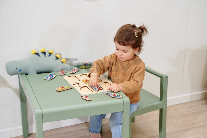 Drevené vkladacie puzzle Záchranné vozidlá Emergency Vehicles Eichhorn 9 dielikov so základňou od 12 mes