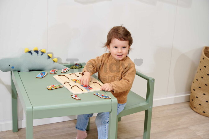 Drevené vkladacie puzzle Záchranné vozidlá Emergency Vehicles Eichhorn 9 dielikov so základňou od 12 mes