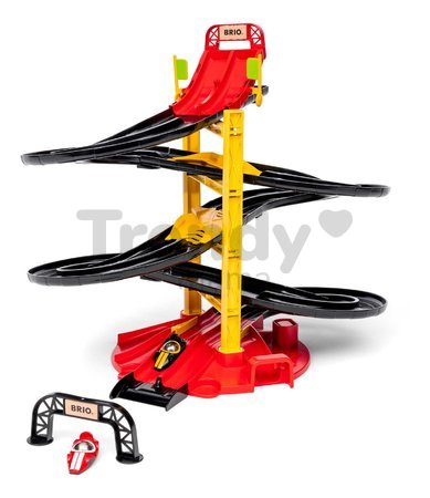 Pretekárska veža 3 poschodová Roll Racing Tower BRIO s 2 autíčkami a cieľom 19 dielov od 3 rokov BRIO5500