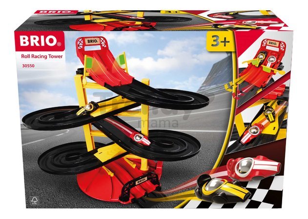 Pretekárska veža 3 poschodová Roll Racing Tower BRIO s 2 autíčkami a cieľom 19 dielov od 3 rokov BRIO5500