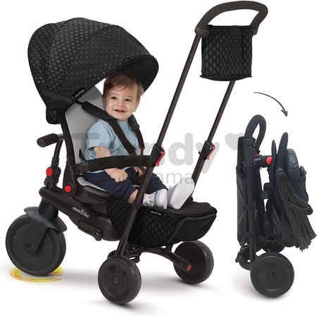 Trojkolka skladacia smarTfold 700 Black 8v1 smarTrike čierna s otočným sklápateľným sedadlom TouchSteering s EVA kolesami od 6 mes