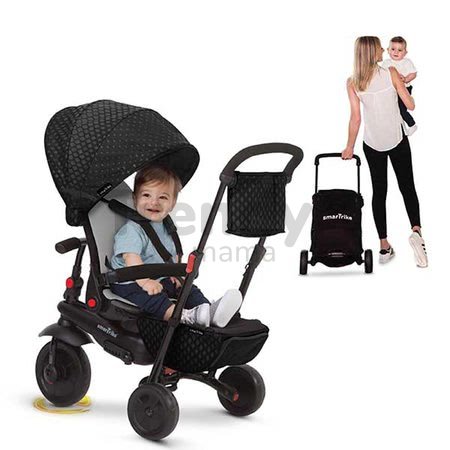 Trojkolka skladacia smarTfold 700 Black 8v1 smarTrike čierna s otočným sklápateľným sedadlom TouchSteering s EVA kolesami od 6 mes