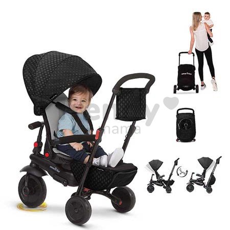 Trojkolka skladacia smarTfold 700 Black 8v1 smarTrike čierna s otočným sklápateľným sedadlom TouchSteering s EVA kolesami od 6 mes