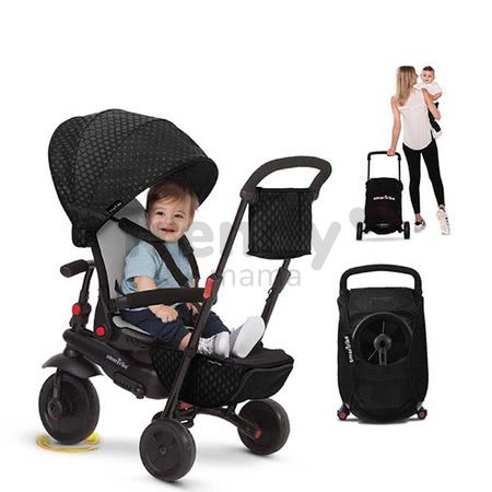 Trojkolka skladacia smarTfold 700 Black 8v1 smarTrike čierna s otočným sklápateľným sedadlom TouchSteering s EVA kolesami od 6 mes