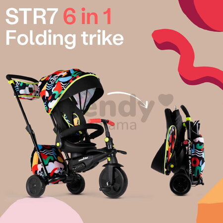 Trojkolka a kočík skladací smarTfold STR7 Kelly Anna Imagine smarTrike so sklápateľným sedadlom Touch Steering ovládanie s EVA kolesami od 6 mes