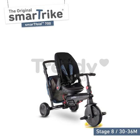 Trojkolka a kočík skladacia STR7 Urban 7v1 smarTrike modrá so sklápateľným sedadlom TouchSteering s EVA kolesami od 6 mes