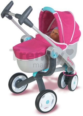 Kočík pre bábiku 3-kolesový Maxi Cosi & Quinny Smoby (70 cm rúčka) hlboký ružovo-modrý