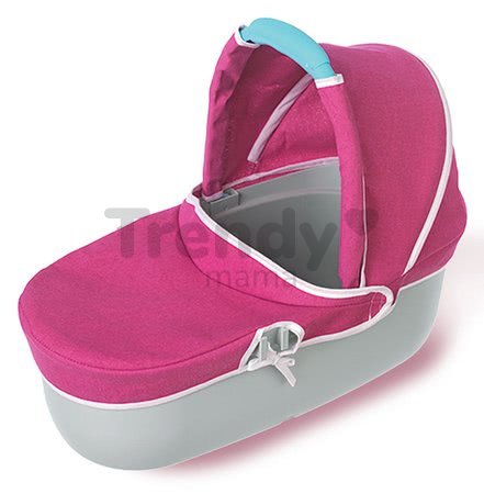 Kočík pre bábiku 3-kolesový Maxi Cosi & Quinny Smoby (70 cm rúčka) hlboký ružovo-modrý