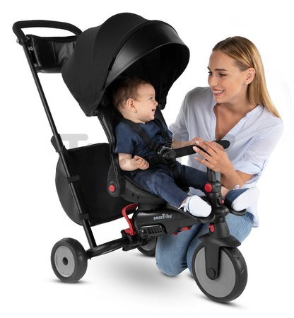 Trojkolka a kočík skladacia STR7 Urban 7v1 smarTrike čierna so sklápateľným sedadlom TouchSteering s EVA kolesami od 6 mes