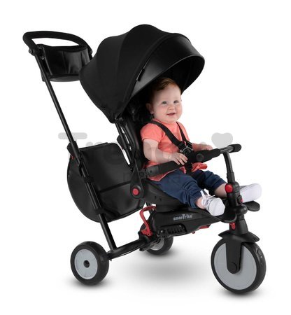 Trojkolka a kočík skladacia STR7 Urban 7v1 smarTrike čierna so sklápateľným sedadlom TouchSteering s EVA kolesami od 6 mes