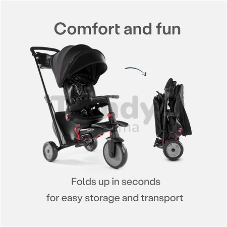 Trojkolka a kočík skladacia STR7 Urban 7v1 smarTrike čierna so sklápateľným sedadlom TouchSteering s EVA kolesami od 6 mes