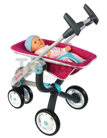 Kočík pre bábiku 3v1 Maxi Cosi & Quinny Smoby (70 cm rúčka) ružovo-modrý