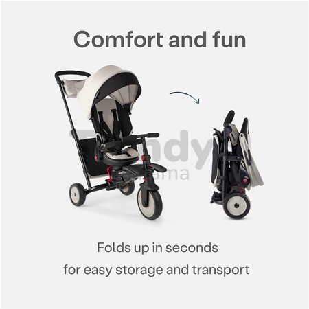 Trojkolka a kočík skladacia STR7J Warm Grey 7v1 smarTrike šedá so sklápateľným sedadlom Touch Steering s EVA kolesami od 6 mes