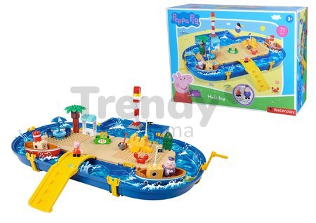 Vodná dráha Peppa Pig Holiday Waterplay BIG s 2 loďkami a 3 postavičky 71 dielov - kompatibilné s Duplom