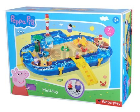 Vodná dráha Peppa Pig Holiday Waterplay BIG s 2 loďkami a 3 postavičky 71 dielov - kompatibilné s Duplom