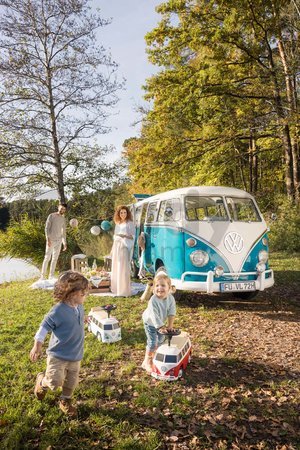 Odrážadlo minibus so zvukom Baby Volkswagen T1 Blue BIG s reálnym dizajnom a odkladacím priečinkom od 18 mes