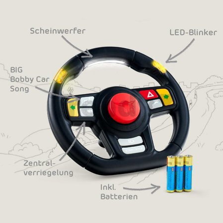 Multifunkčný volant s LED smerovkami k odrážadlám BIG s klaksónom 8 zvukov od 12 mes