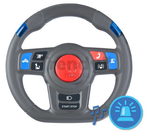 Interaktívny volant s modrými LED svetlami Rescue Sound Wheel BIG s klaksónom 8 zvukov k odrážadlám Classic&Next&Neo a traktorom BIG od 12 mes