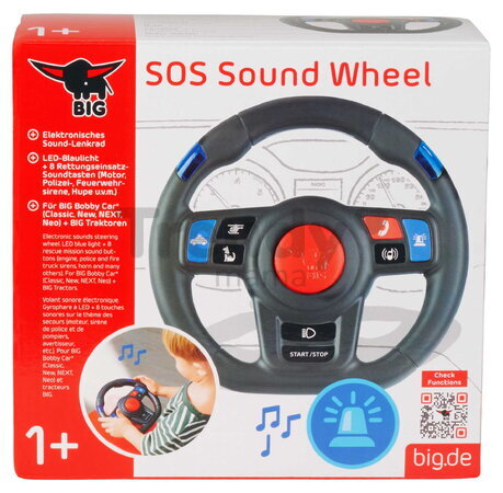 Interaktívny volant s modrými LED svetlami Rescue Sound Wheel BIG s klaksónom 8 zvukov k odrážadlám Classic&Next&Neo a traktorom BIG od 12 mes