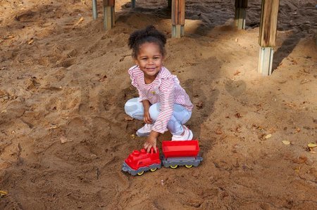 Nákladný vlak Mini Train With Wagon Power Worker BIG s vyklápateľným vozňom dĺžka 45 cm červený od 24 mes