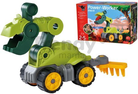 Bager pracovný stroj Power Worker Mini Dino T-Rex BIG s pohyblivými časťami a hrable na piesok od 24 mes