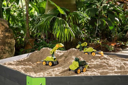 Bager pracovný stroj Power Worker Mini Dino T-Rex BIG s pohyblivými časťami a hrable na piesok od 24 mes
