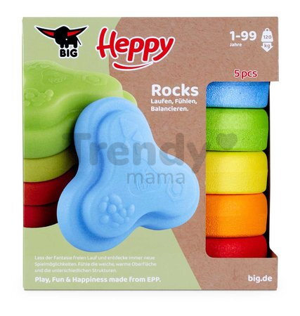Balančné kamene s povrchovou textúrou Heppy Rocks BIG 5 nášľapných kociek pre rozvoj rovnováhy nosnosť 120 kg od 12 mes