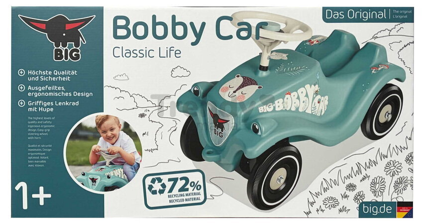 Odrážadlo auto Bobby Car Classic Life BIG zelené s prírodným motívom a klaksónom od 12 mes