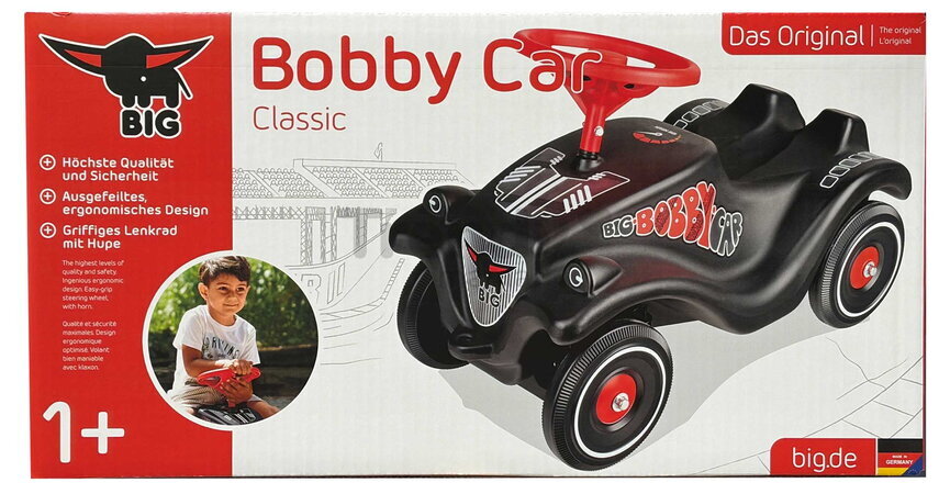 Odrážadlo auto Bobby Car Classic GT BIG čierne so športovými nálepkami a klaksónom od 12 mes