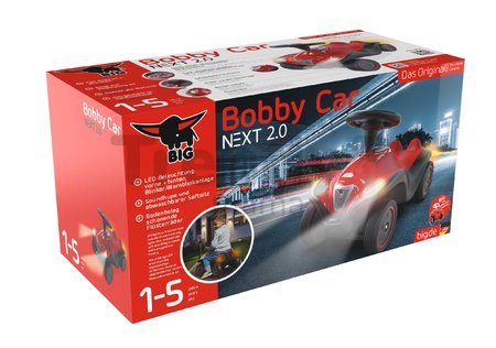 Odrážadlo auto Next 2.0 Bobby Car Red BIG červeno-čierne so zvukom svetlom a špeciálnym nárazníkom od 12 mes